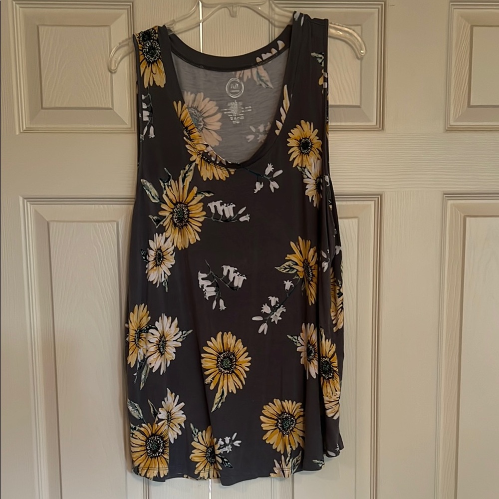 Maurices Black and Yellow Floral Tank Top